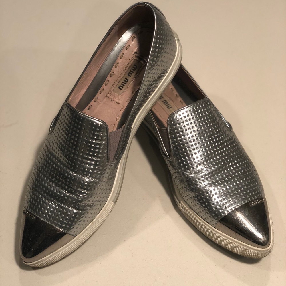 Miu Miu Silver cap toe sneakers